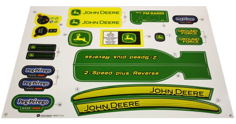 Peg Perego John Deere Erd Force Traktor Aufkleber Label Set Logos Zeichen 